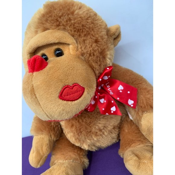 Hug and  Luv 2016 Valentine Ape Gorilla Red Bow Love Hearts Kiss Lips on Face 10 - Picture 2 of 11